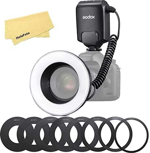Godox ML-150II ML150II LED Macro Ring Flash GN12 0.1-2s Recycle Time 5800K±200K for Canon Sony Nikon Fuji Olympus Panasonic Camera for Insect,Flowers,Portraits,Dental,Jewelry,Plant Etc Photography