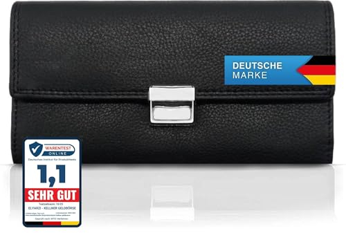 ELYARZI Hochwertige Kellner Geldbörse 100% Wasserbüffel Leder weich, (2025) RFID-Schutz. Profi Kellner Portemonnaie Schwarz, Taxi Geldbörse, Unisex Kellner Geldbeutel, Großes Münzfach.