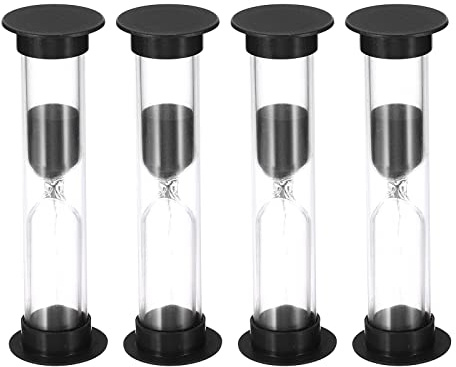 PATIKIL 2 minuter sand timer, 4 st liten sandklocka med plastfodral, sand kristall nedräkning för spel, kök, fest souvenirer gör-det-själv dekoration, svart