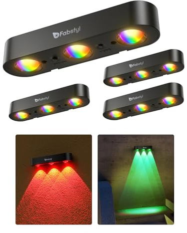 FabStyl Solarleuchte Außenbeleuchtung Wandlampe Zaunleuchte mit 10 Farbmodi & Synchronisationsfunktion, IP65 Wasserdicht, Einfache Installation für Garten, Terrasse, Zaun, Mauer (4 Stück)
