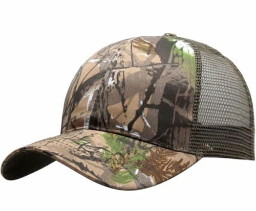 RALSPEC Woodland Camo Mens Meshback Baseball Cap Shooting Hat Real Leaf Oak Tree Camouflage Shooting Hunting Fishing Airsoft Adjustable Headwear