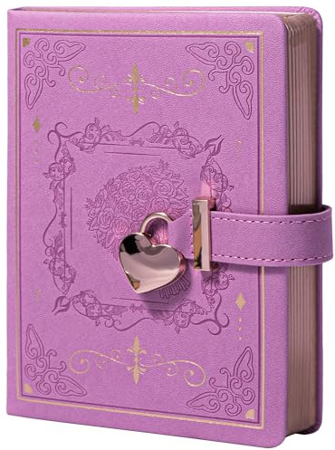 MGGAO Diario con Cerradura para Escribir, Diario de Tapa Dura de Cuero PU con Cerradura, Organizador Personal B6 para Mujeres y Niñas, 288 Páginas 100gsm Papel de Rayas, Caja de Regalo