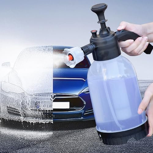 CHSG Spruzzatore in schiuma per lavaggio auto, 2 l, con 2 ugelli, nebulizzatore in schiuma a mano, spruzzatore a pressione manuale, nebulizzatore con beccuccio regolabile per giardinaggio