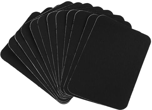Kleider-Flicken zum Aufbügeln in Schwarz, 12 Stück, Stärkster Kleber, Flicken zum Aufbügeln Größe 7,5 cm x 10,5 cm, für Innen- und Außenreparaturen, Reparatur-Dekorationsset