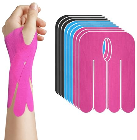 Flintronic 12 st handled kinesiotapes, förklippta kinesiologiband, vattentäta och elastiska kinesiologitejp, vattentät och andningsbar, lindring av muskelsmärta