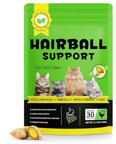 All-age Hairball Remedy for Cats, Highly Nutritious, Additive-free Hairball Prevention Treats for Cats, Promotes Healthy Fur, Hairball Cat Food| 30 Day Supply Hairball Control Snacks Chews 100g
