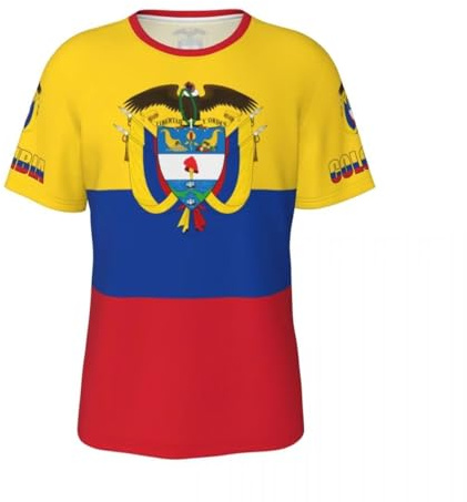 HZCRAES Maglietta Uomo Bandiera Colombia con Scollo Maniche Corte Bandiera Nazionale Dell'Aquila in Poliestere Traspirante T-Shirt Patriottica da Tifosi Calciatori per Confortevole Sportivo T-Shirt