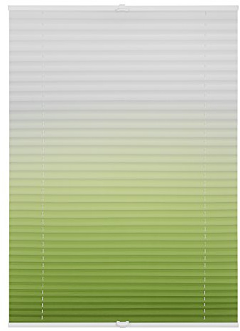 Lichtblick Plissee Klemmfix nach Maß, ohne Bohren, verspannt, lichtdurchlässig, Blickdicht, Farbverlauf Grün Weiß, 110 cm x 130 cm (B x L)