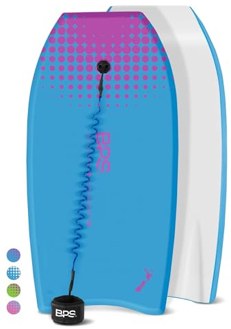 BPS 37 Inch Bodyboard with Body Board Wrist Leash (Blue / Purple)