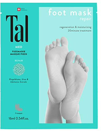 Tal MED Repair - Maschera per piedi secchi e stressati | Maschera idratante rigenerante con urea e stella alpina | senza peeling, delicata e nutriente | benessere per la casa | fino alla taglia 42