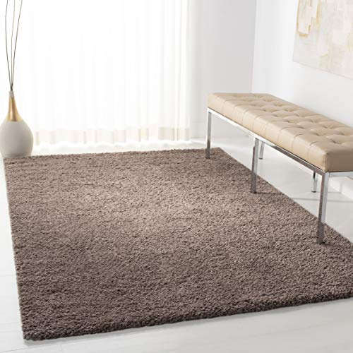 Safavieh Tapis Shag pour Salon, Salle à Manger, Chambre à Coucher - August Shag Collection, Tapis à Poil Court, Taupe, 200 x 200 cm