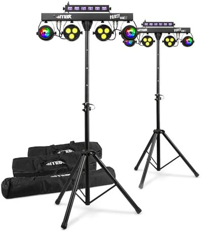 MAX Partybar10 Disco Party Lights Pair – Portable DJ Lighting System with Disco Light Bar Packages and Convenient Carry Bag, Ideal for Mobile DJs, Events and Stage Performances