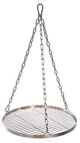 Grillrost 40 cm mit Kette Edelstahl für Schwenkgrill 3 Bein Grill Rost 10 mm Stababstand BBQ