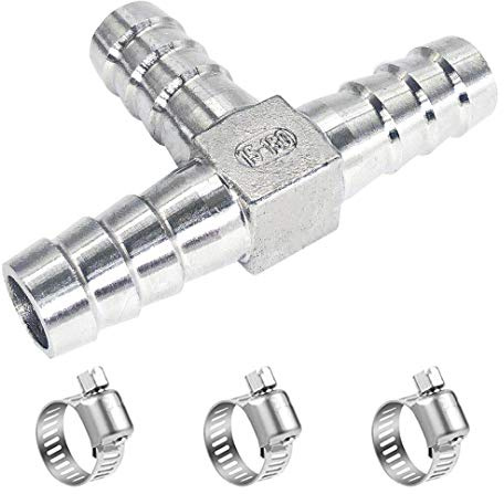 ANPTGHT 5/16 Tee Hose Barb Fitting Stainless Steel Equal Barb 3 Way T shaped Splitter Joint Connector Adapter Union Fitting for Fuel Gas Liquid Air(Thickened version)