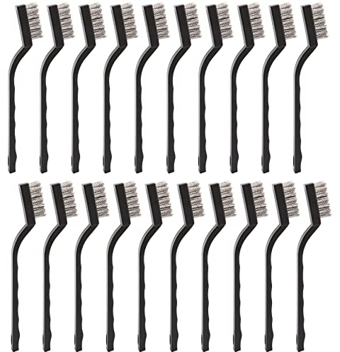 Haudang Wire Brush Set 20Pcs Mini Brass Wire Brushes Plastic Handles Wire Brush for Cleaning Rust, Metal Work Pieces, Welding Slag and Rust, Greasy Dirt,Small Wire Brush Set
