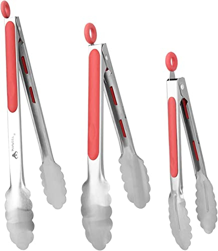 Set di pinze da Cucina per Barbecue Set di 3,18/8 (304) in Acciaio Inossidabile - 7,9,12 Pollici, Insalata e Grill Resistenti Che servono pinze da Cucina per Cucina