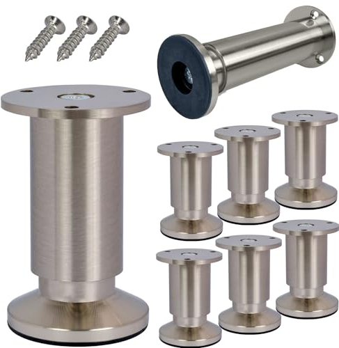 Stahlia Möbelfüße höhenverstellbar | Edelstahl Optik | (8 Stück) Höhe: 12cm | Ø 38mm | 250Kg Belastbarkeit | Füße für Möbel Schrankfüsse Sofa Füße Möbelbeine