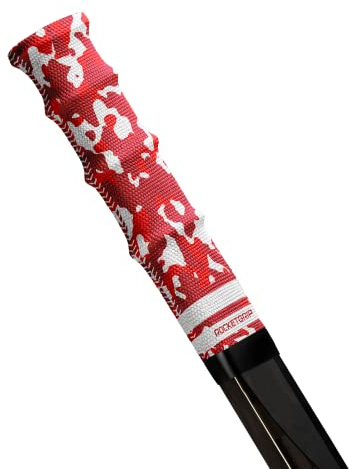 ROCKETGRIP – Bâton de hockey sur glace Tenue sportive - Poignées de hockey en tissu de camouflage - Accessoires de hockey pour adultes et enfants (rouge camouflage)