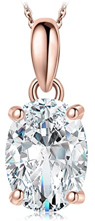 JewelryPalace Oval 1ct 2ct Zirkonia Kedjehänge, Smyckesuppsättning Med Simulerad Diamant, Halsband Dam Silver 925 Collier Dam Med Sten, Smycken Flickor Kvinnor 45cm Roséguld Guld 45cm