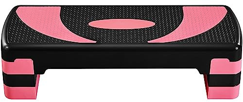 Abician Step de Fitness Stepper d'aérobic 79,5 x 30 x 20cm Réglable sur 3 Hauteurs Marche d'Exercice pour Fitness à la Maison et au Bureau Rose