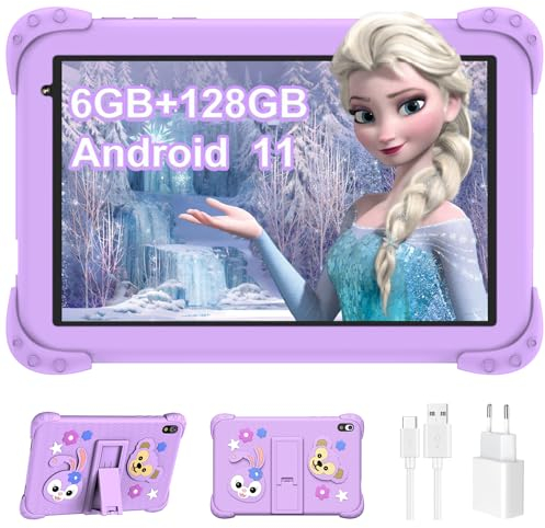 YUMBOT 8 Pouces Tablette pour Enfants 128Go Android 11.0 Contrôle Parental 6Go de RAM TF256GB Tactile 1280 * 800HD 4000mAh Bluetooth WiFi Tablette Éducative, YUM-6GB+128GB