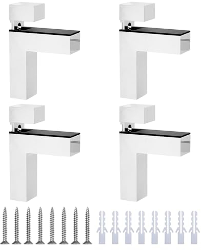 GmeDhc Escuadras para Estanterias, 4 Piezas Soporte Estante Cristal, Soporte Espejo Pared, Aleación de Zinc, Acabado Cepillado, para Estantes de Madera, Vidrio, Espesor 3-25 mm