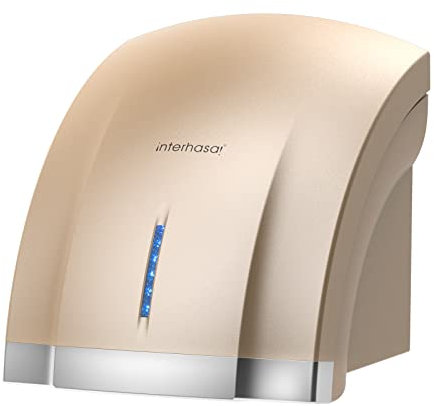 interhasa! Automatische Händetrockner Mit Elektrischer Heizung Für Zu Hause 1800W Energiesparender Elektrischer Hochgeschwindigkeits-Händetrockner, Berührungsloser Wand-Händetrockner（Gold）