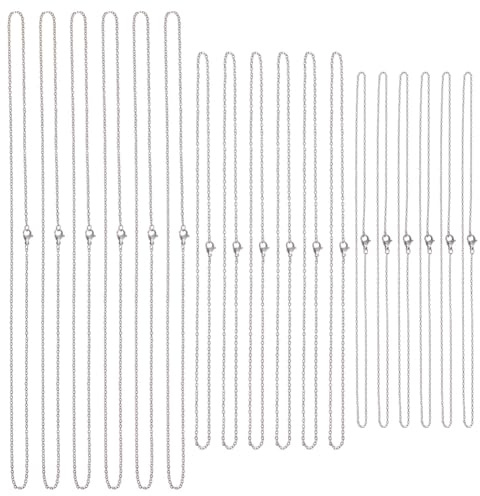NBEADS 30 st kedja i rostfritt stål, 3 stilar 45 ~ 60 cm bulk halsband kedja, smyckestillverkning, silverkedja kabelkedja, halsband, set för pärl- och halsbandstillverkning