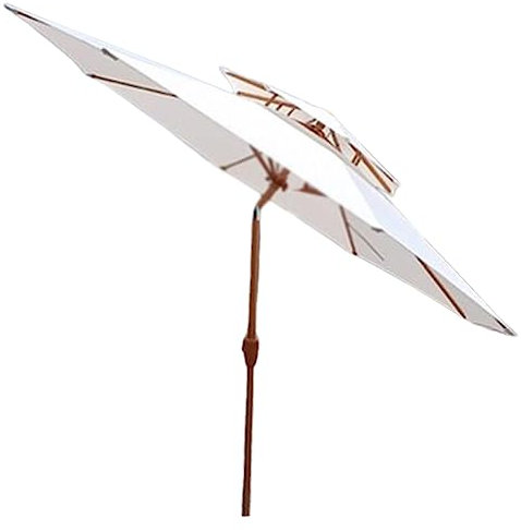 WYRMB Parasol de jardin à long manche, tête secouable, colonne en fer, avec base de réservoir, 9 pieds, 8 nervures, manivelle ouverte, base remplissable