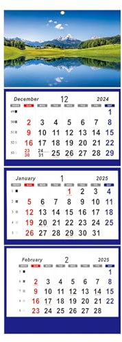 Dreimonatskalender 2025-3-Monats-Wandkalender 2025, Großer Monatskalender - Vertikaler 3-Monats-Kalender mit Anzeige von Dezember 2024 bis Januar 2026 zur Planung Ihres vollen Terminkalenders