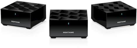 NETGEAR Nighthawk Sistema WiFi 6 de Malla de Tres Bandas (MK73S) - Router + 2 Extensores satelitales - Velocidad de 3 Gbps, Cobertura de hasta 4.500 sq. ft., 25 Dispositivos, Incluye Armadura de 1