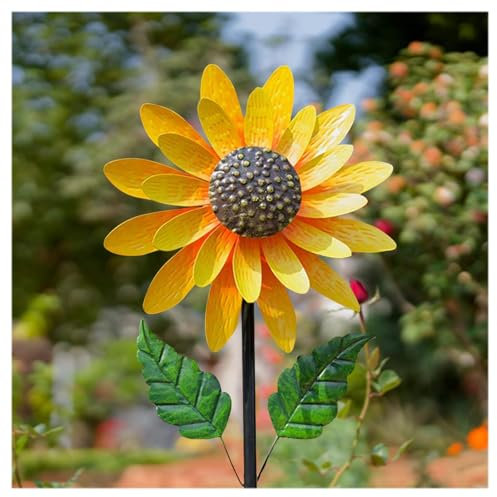Molinillo Viento Metal Girasoles, Viento Metal Cinético Doble Dirección Girasol Molinillos Rehiletes De Jardín Gran Regalo para Amigos Y Familiares