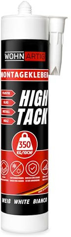 wohnartig® HIGH TACK Montagekleber extra stark 540g (290ml) – Kleber für Wandpaneele, Metallkleber, Kunststoffkleber, Holzkleber | Universallkleber|Kleben statt Bohren | Baukleber weiß | Innen & Außen