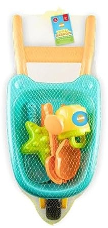 Fyne-Finds Sand Tools 5Pc Set Wheelbarrow Spade Rake Sand Mould Watering Can Plastic Beach Garden Toys Kid Outdoor Trolly Toy Bucket