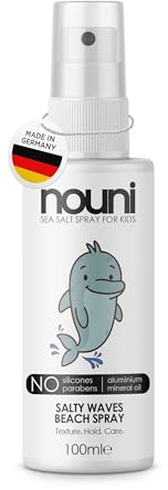 nouni Sea Salt Spray för barn – Styling Spray för naturliga Beach Waves – med havssalt och glycerin – parfymfri, vegansk, utan silikoner – Leave-in hårspray för känsligt barnhår – 100 ml