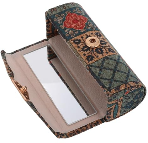 VALICLUD Portable Lipstick Case with Built-in Mirror Floral Vintage Cork Cosmetic Storage Box Scratch Resistant Lipstick Holder for Purse Handbag Travel