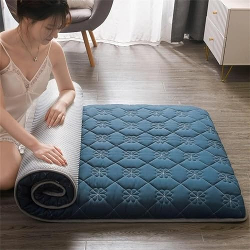 Japansk golvfutonmadrass, vikbar rullmadrass, thailändsk sängmatta, golvmatta, dubbelsäng (150 x 200 cm) – vit färg, perfekt för minimalistiskt liv