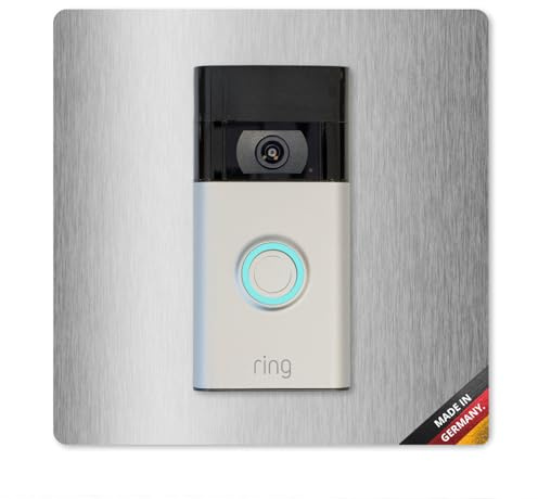 iSecur Embellecedor adecuado para timbre de puerta de vídeo con batería de acero inoxidable I Video Doorbell 2ª Gen 3 Plus 4 (2024) I 160 x 160 mm I Placa de estación de puerta para timbre I az180