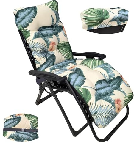 Cojín Tumbona Colchón, Colchoneta Tumbona Exterior, Cojín para Tumbona de Jardín, Antideslizante Espesar Cojín acolchado para tumbonas para Jardín, Piscina, Playa, Terraza y Balcón (170x53cm) (E)
