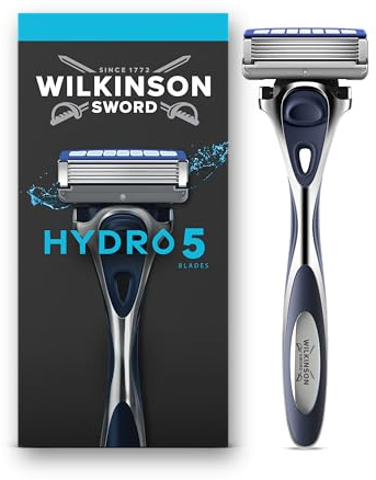 Wilkinson Sword Hydro 5 Razors for Men, Skin Hydration, Carbon Coated Blades, Men’s Shaver Razor Handle Plus 1 Blade Refill