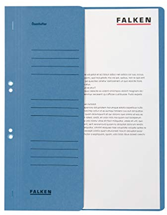 Original Falken 50er Pack Ösenhefter. Made in Germany. Aus Recycling-Karton mit halbem Vorderdeckel und kaufmännischer Heftung für DIN A4 blau Hefter Sammelmappe Blauer Engel