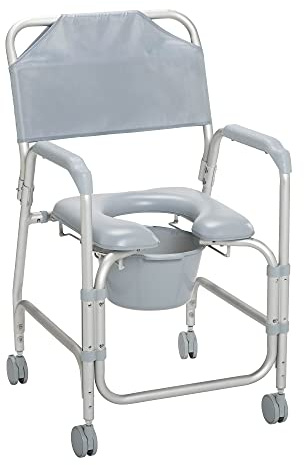 Drive Medical 11114KD-1 Shower Chair / Commode Chair with Casters,Grey