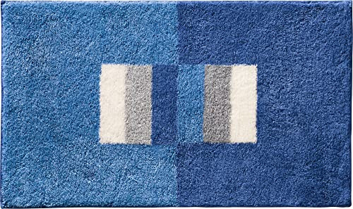 Erwin Müller Badematte Korfu, Badteppich rutschhemmend blau Größe 50x80 cm - für Fußbodenheizung geeignet, flauschig weich (weitere Farben, Größen)