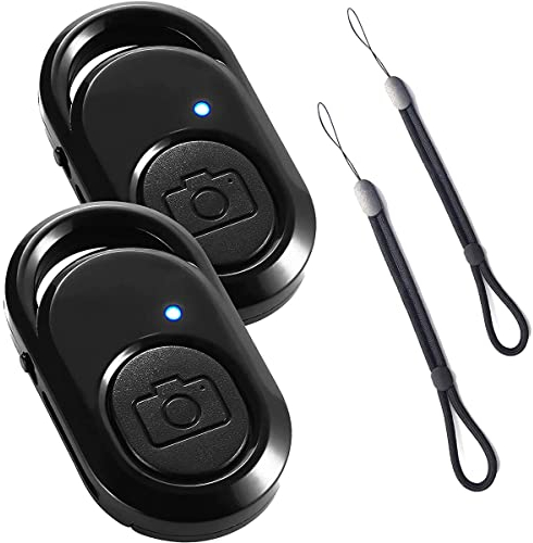 2 Stück Bluetooth-Fernbedienung für Kamera-Auslöser, Bluetooth-Fernbedienung für Phone-Fotos, Fernsteuerung, kompatibel mit OS/Android/Telefon mit Lanyard, 2 Stück