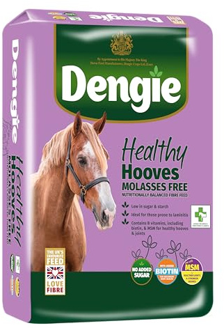 Dengie Healthy Hooves Molasses Free 20kg Balanced Horse Feed - Low Sugar Complete Horse Food with Biotin & MSM for Hoof Health. Suitable for Ponies Prone to Laminitis.