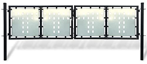 vidaXL Cancello pedonale per Recinzione Giardino Doppio Nero Acciaio 300x125cm