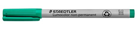 STAEDTLER 315-5 Lumocolor Non-Permanent Pen, Medium Line Width, 1.0mm - Green (Box of 10)