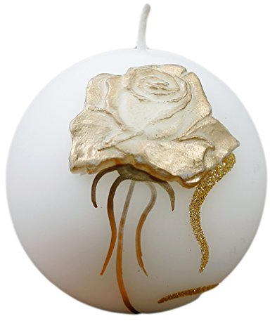 Kerze Deko weiße Kugelkerze Rose Gold matt 80 mm Art. 843