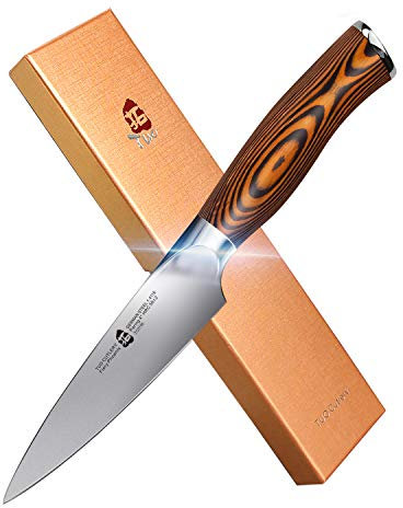 TUO Coltello Spelucchino Coltelli per Sbucciare la Frutta 10cm Coltello per Frutta Professionali Coltello da Cucina Acciaio Inossidabile Tedesco con Impugnatura Ergonomica-Fiery Phoenix Series