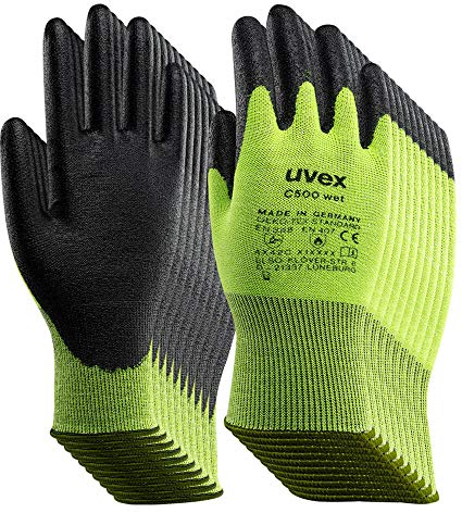 UVEX C500 Wet, 60492 10 Paar, Gr. 8, Schnittschutzhandschuh aus Mischgewebe, Glasfaser, Kunststoff, Kautschuk